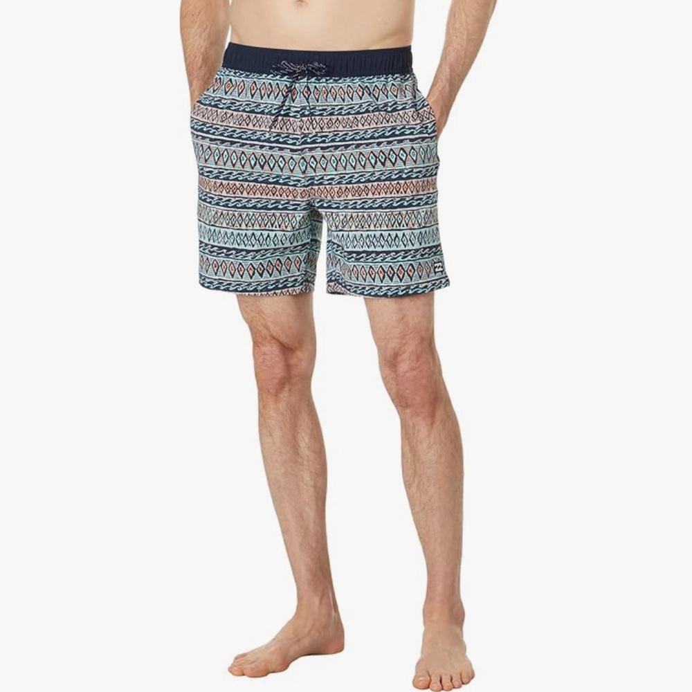 Billabong Sundays Layback 17" Boardshorts Men's Patterned Swim Shorts Blue